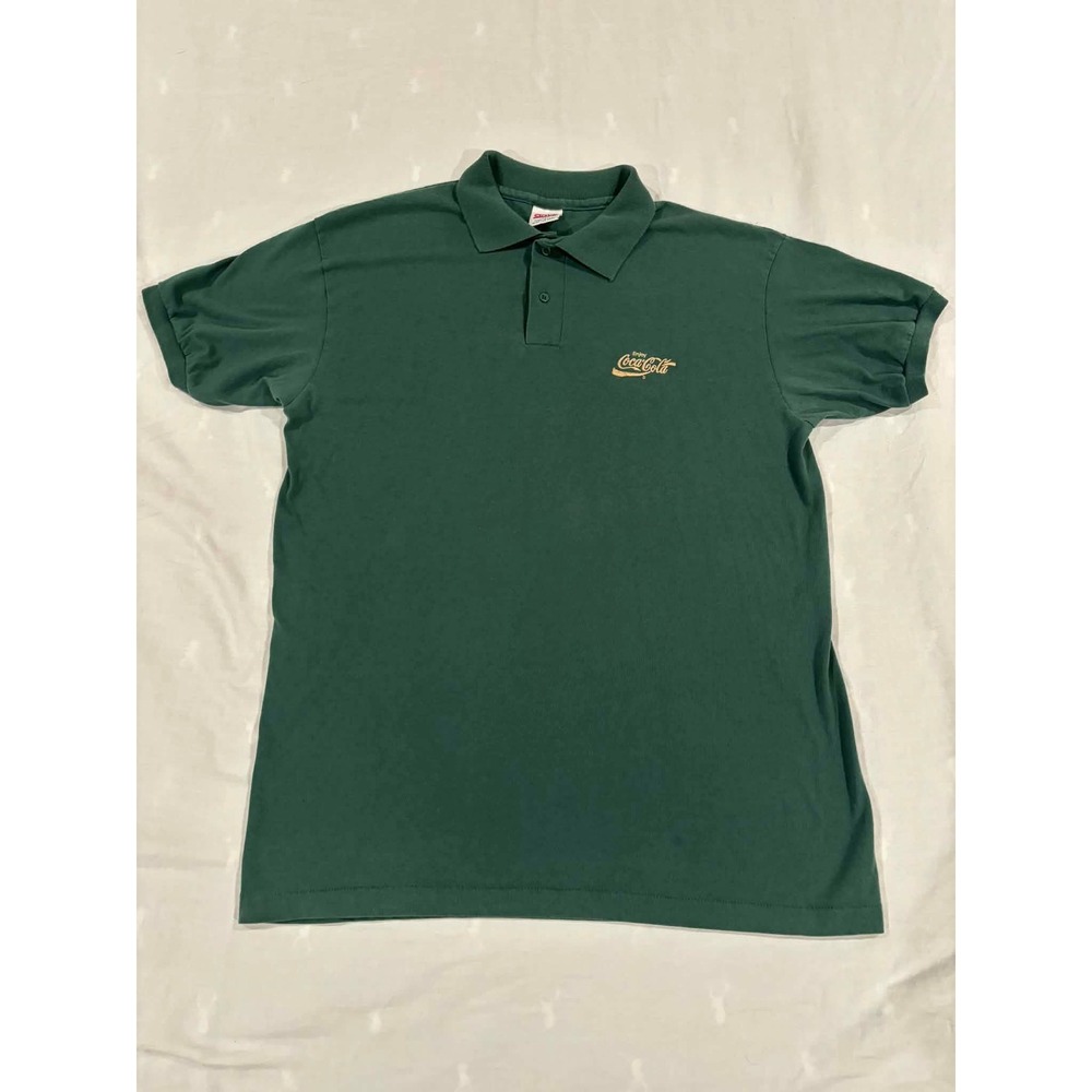 Vintage Coca Cola Polo Shirt Green Embroidered‎ Logo Mens XL Made in USA Anvil